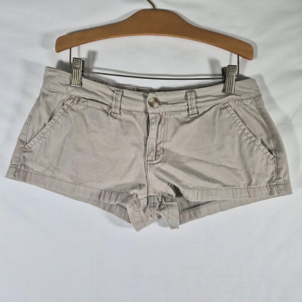 2000s Y2k Aeropostale Womens Size 7/8 Khaki Chino Shorts Low Rise Shortie